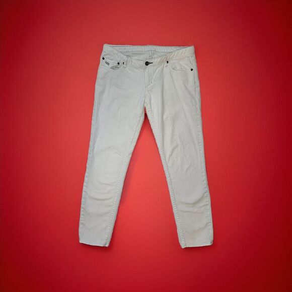 Quicksilver QSD Vintage Women’s White Denim Stretch Jeans Pockets Size 7/28 - Picture 1 of 13